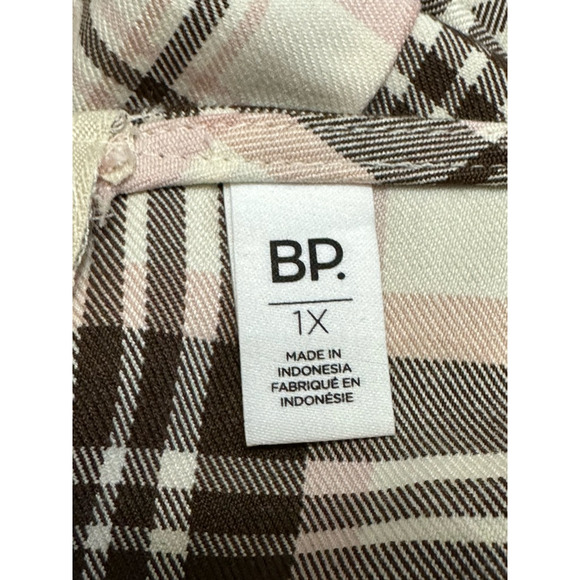 BP A-Line Dress Plaid Pattern Stretchable Above Knee Zip Closure Ivory W 1X NWOT - Picture 7 of 8